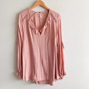 Free People Blouse - Dusty Pink - Peasant Tunic Top - XS